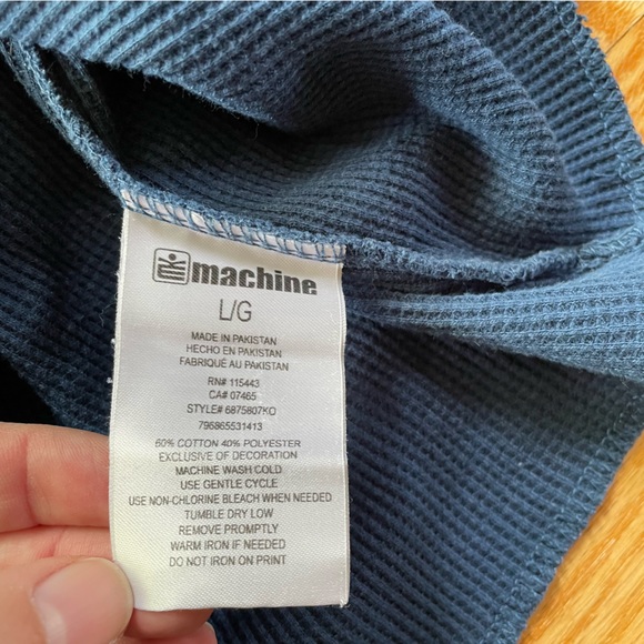 Machine Men’s Blue Long Sleeve Graphic Thermal Shirt, Large - Picture 3 of 6